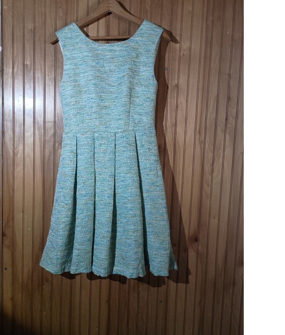 ANTHROPOLOGIE PAPER CROWN Size S Tweed Shimmer Fit and Flare Dress Wedding Guest